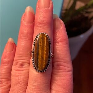 Tigers eye Sterling silver plated ring size 7  1/2